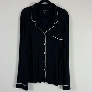 COZY EARTH Women’s Bamboo Long Sleeve Pajama Top Black & White Trim Size‎ 3XL
